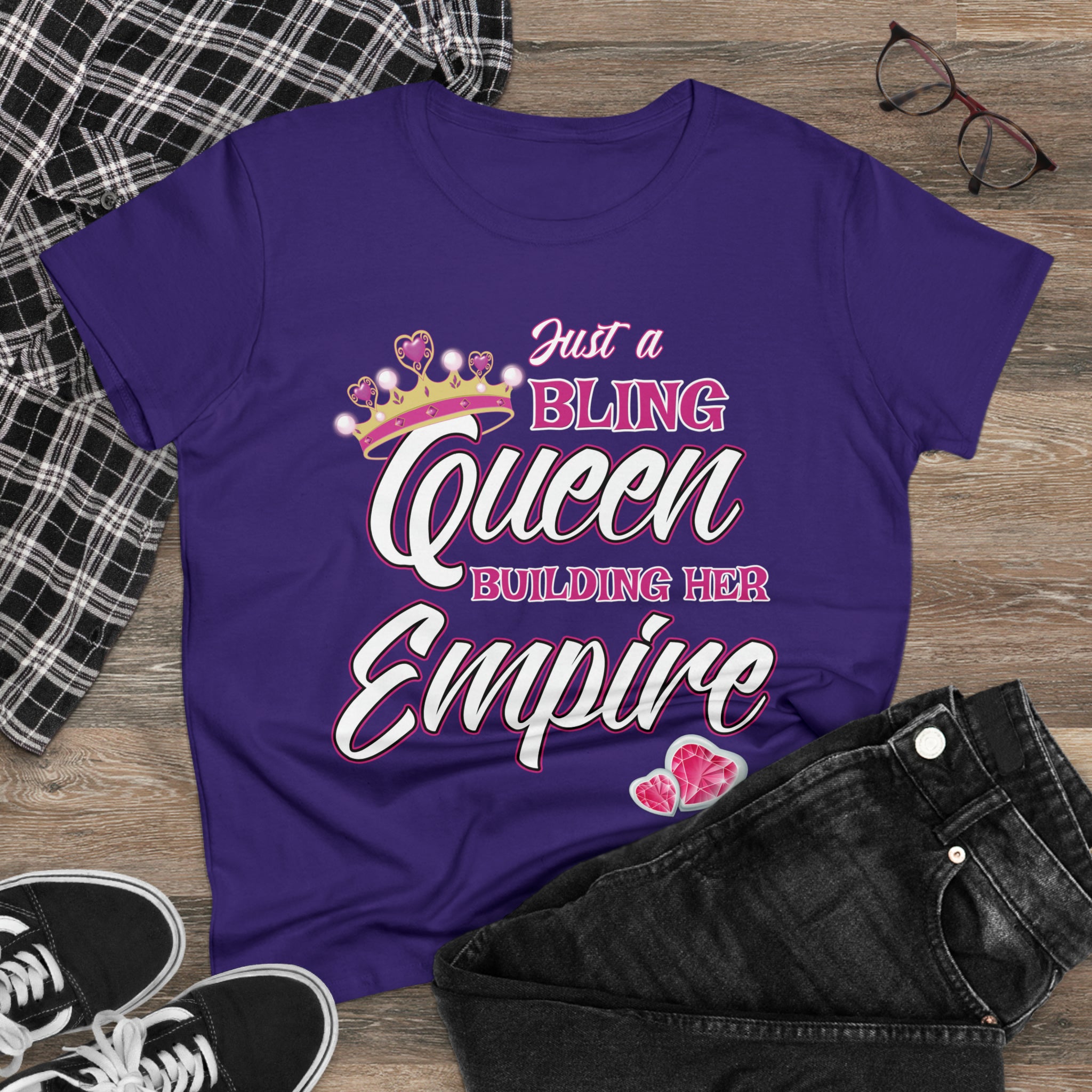 Women's Midweight Cotton Tee Queen Building her Empire