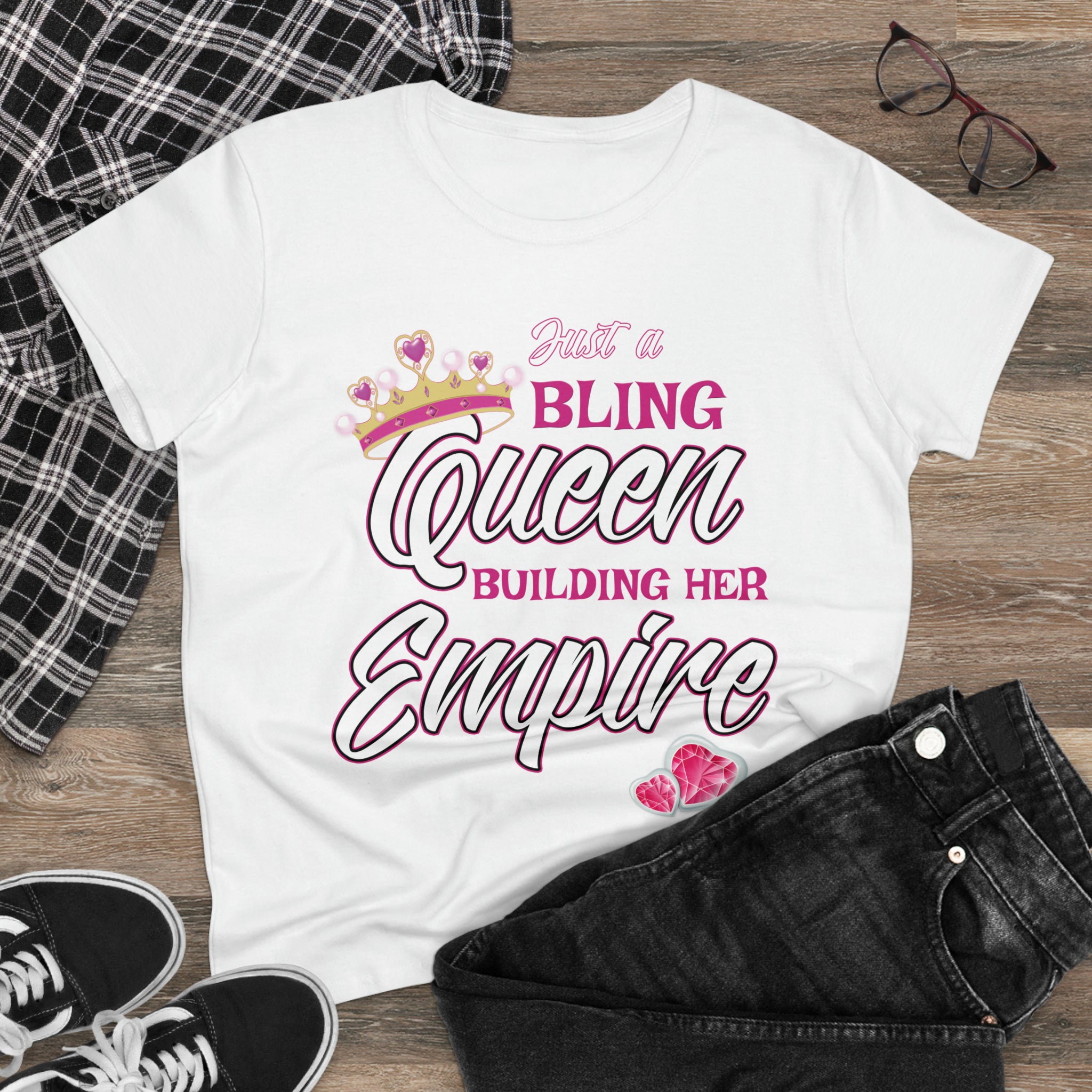 Women's Midweight Cotton Tee Queen Building her Empire