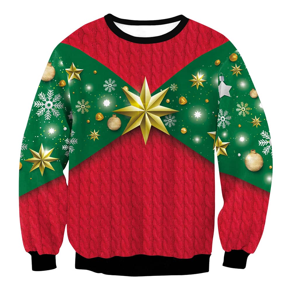 Christmas Unisex Round Neck Long Sleeve Sweater Couples Pullover